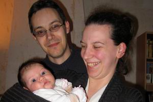 Sara en haar ouders, Bart en Ilse